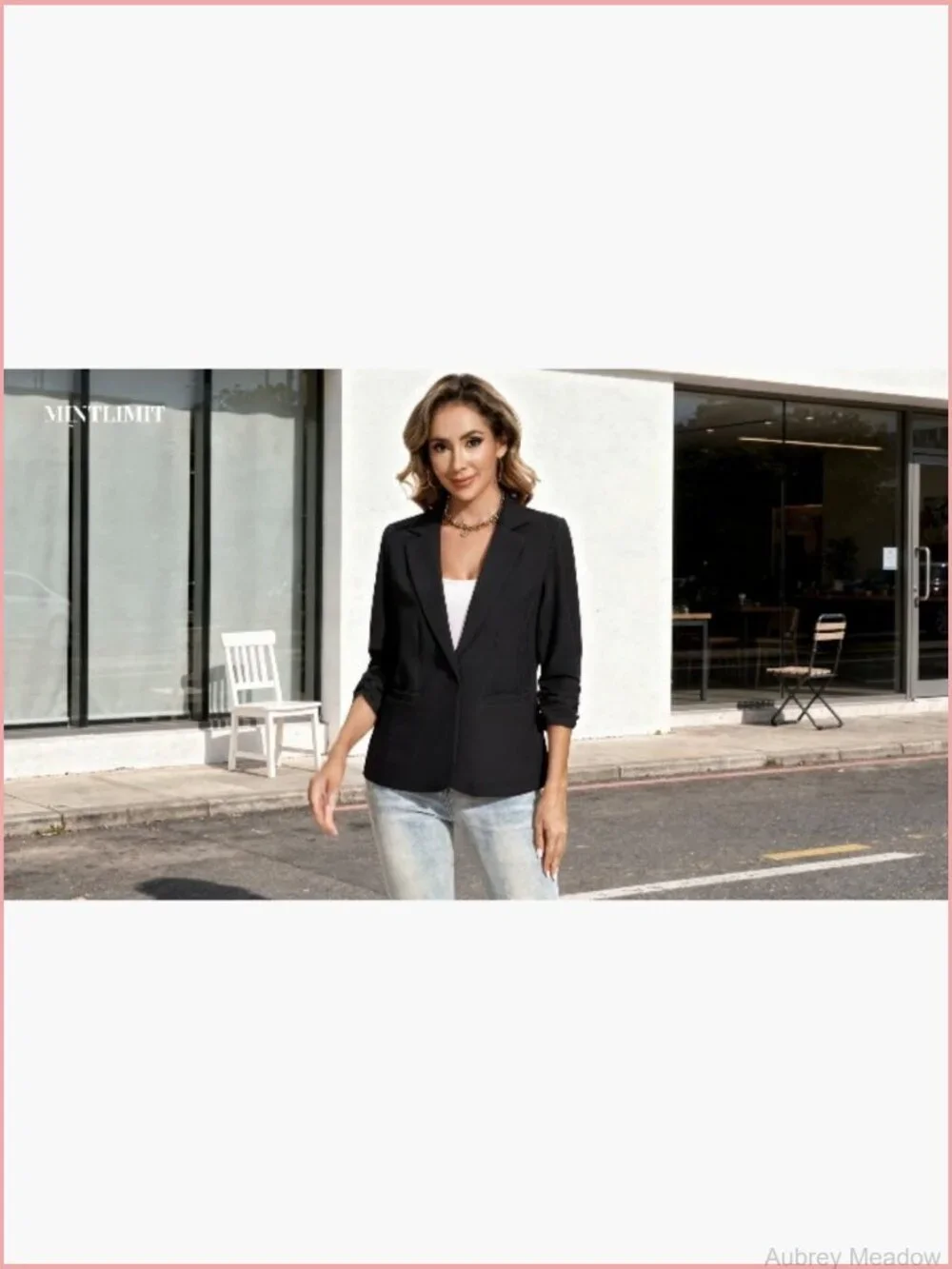 Ruched 3/4 Sleeve Notch Lapel Button Front Blazer Casual Work Office Suit